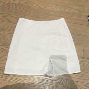 Classic White Mini Skirt with Front Notch